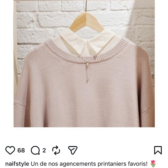 NAIF Light pink #balletcore crop sweater - Picture 3 of 4